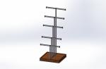 5 Rods Earring Metal Table Top Display Stands With Wooden Base For Grocery