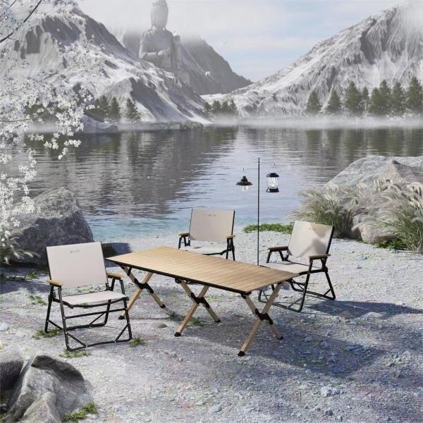 Aluminum Alloy Roll Up Camping Table / Eggroll Table 36 Inches X 36 Inches X 30