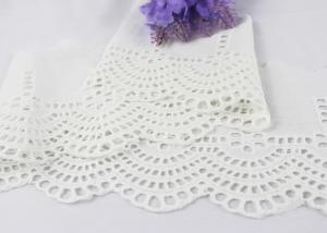 Wholesale White Floral Scalloped Embroidered Lace Trim , Venice Eyelet Bridal Lace Ribbon from china suppliers
