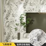 Modern Floral Design PVC Self-Adhesive 3D Mural Wallpaper Waterproof Oil Proof