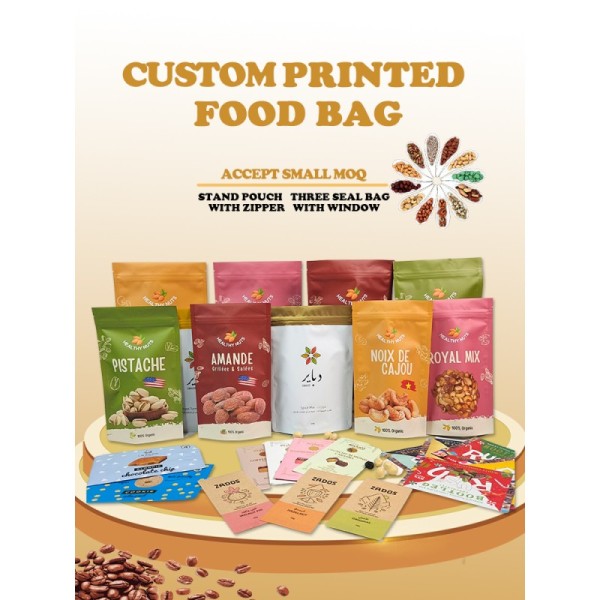 Biodegradable Kraft Paper Bag White Stand Pouch Ziplock Plastic Packing For Pet Food Compostable