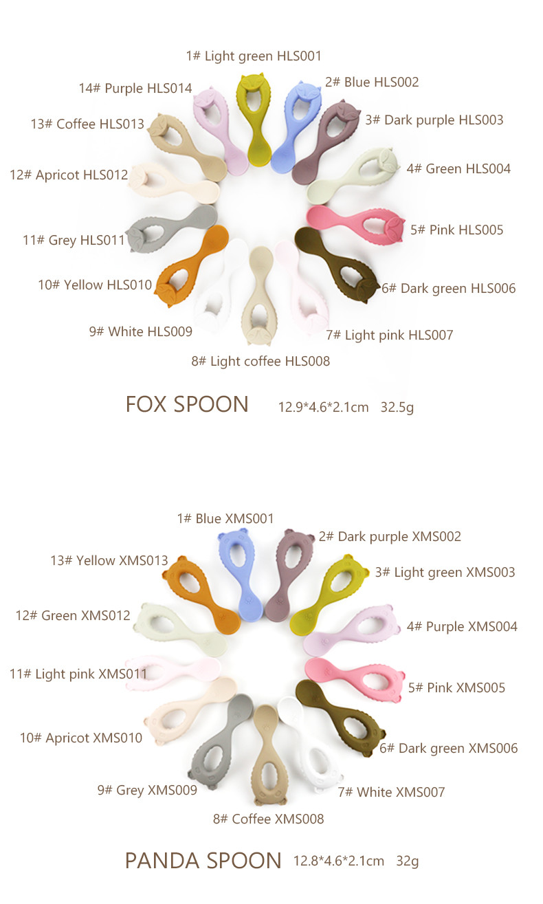 New Arrival Baby Spoon Food Grade Silicone Spoon With Toddler Eco Friendly Kids Feeding Baby Animal Style Silicone Spoon