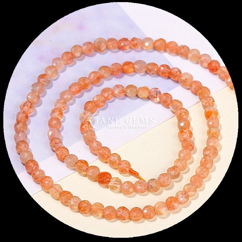 Flat Shape Faceted Beads Crystal Gemstone Round Shape Cordierite Sunstone Loose Bead Strands for DIY Jewelry Making