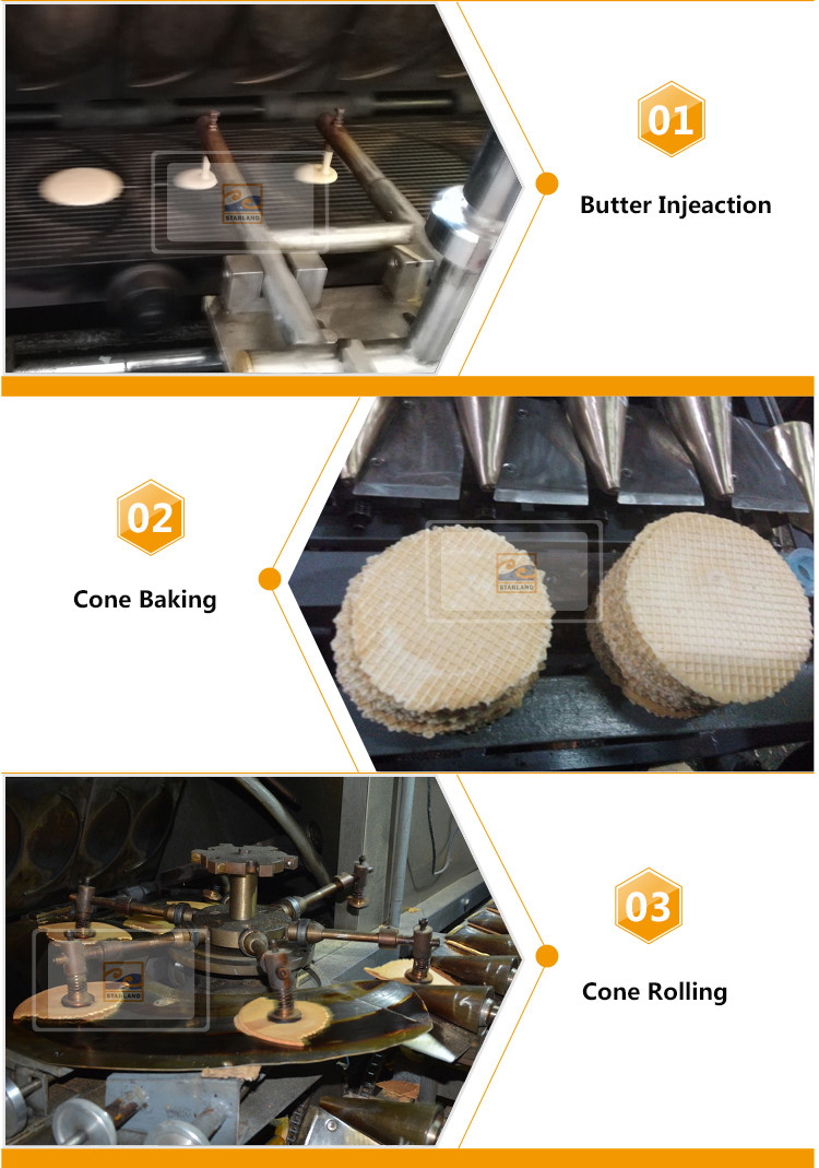 Customized Ice Cream Cone Wafer Biscuit Making Machine