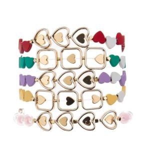 Wholesale Painted Hematite Heart Beaded Stacked Stretchy Bracelet Adjustable Colorful from china suppliers