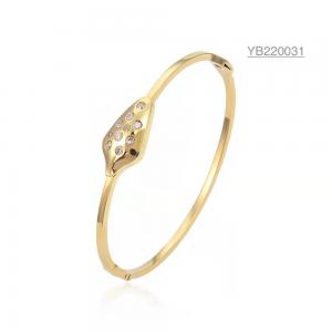 China Stainless Steel 10 Grain Diamond Encrusted Bracelet 18k Rose Gold Bangle on sale