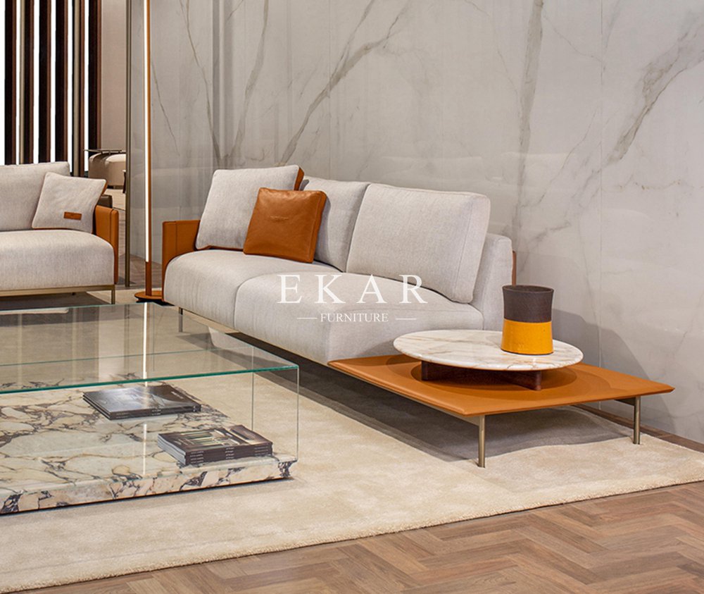 Stainless Steel Legs Modern Fabric Upholstered Italian Couch Living Room Sofa