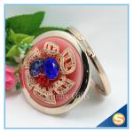 Shinny Gifts Luxury Crystal Cosmetic mirror Round Shape Metal Pocket Mirror