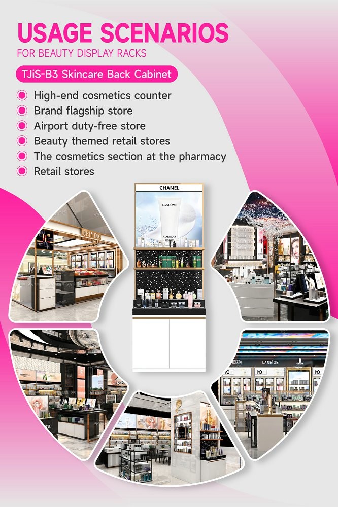 TJiS-B3 9mm Crystal Block Translucent Lighting Skincare Display Cabinet