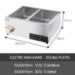 Commercial Electric Buffet Hot Soup Food Warmer Silver Capacity Optional