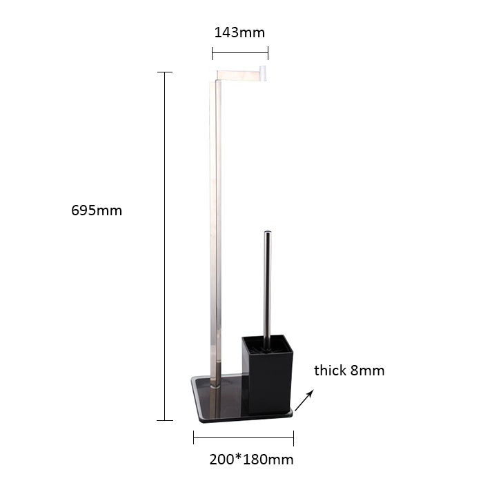 Multi - Function Hotel Stainless Steel Toilet Brush Holder Set Standing 401 Stainless Steel