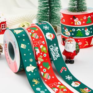 Wholesale 2cm 2.5cm Christmas Printed Ribbons ISO14001 Personalised Xmas Ribbon from china suppliers