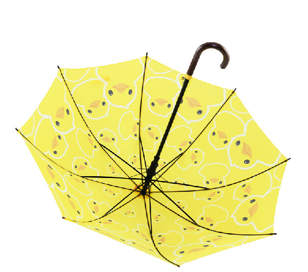 Kids Cute Yellow Duck J Handle Compact Golf Umbrella