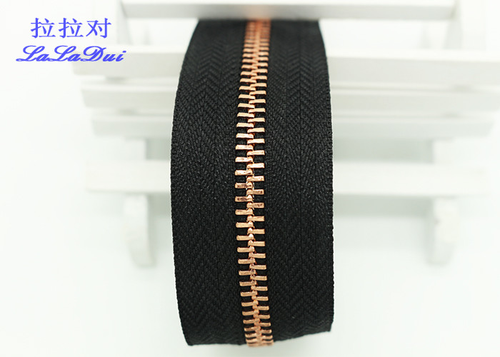 Handbags 32 Inch Rose Gold Zipper , Heavy Duty Zipper By The Yard Black / Brown Polyester Tape