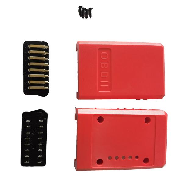 New Assembled Red Housing J1962 16 Pin OBDII Gold Plated Bent Pin Male Connector