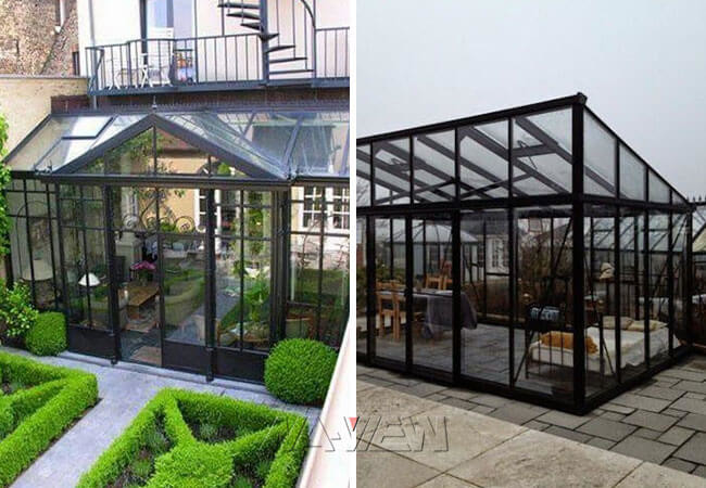 Customized Black Glass Greenhouse With PVDF Coating Surface For House