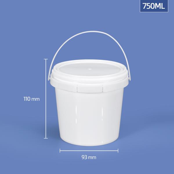 1L Thicken Decorative Round Plastic Buckets With Handle for Christmas Gift Toy Package