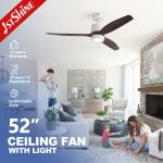 Remote LED Ceiling Fan With 3 Wood Blades Modern For Bedroom