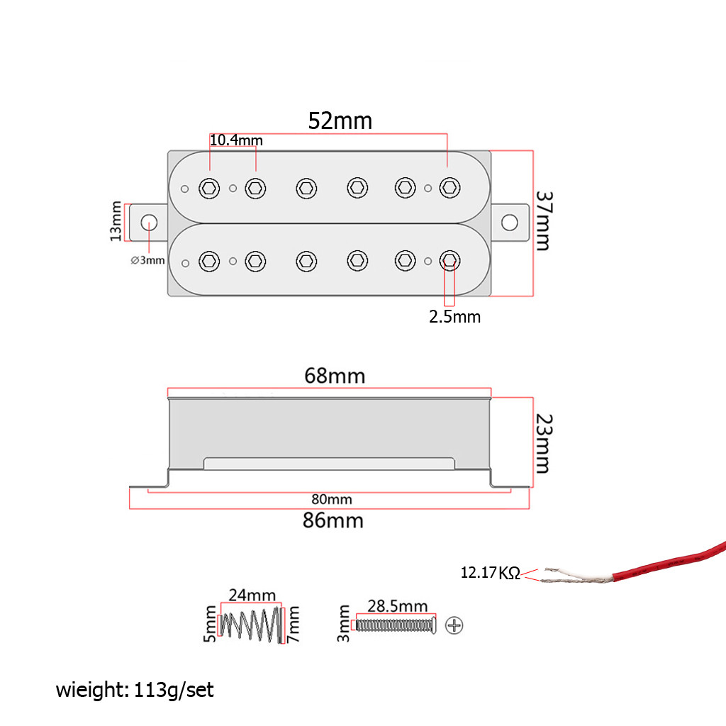 White Double Coil Humbucker Pickups 12.17K ST Fender SG Electric Guitar Pickup
