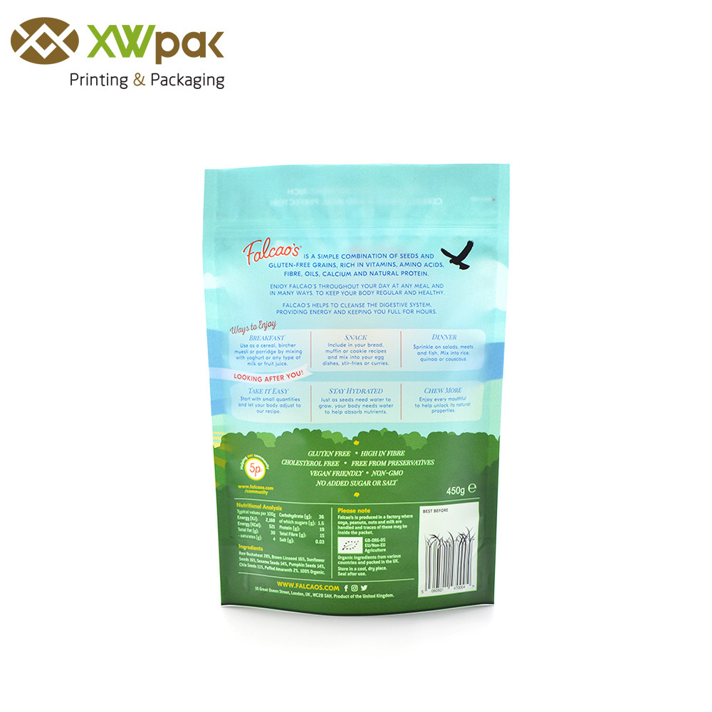 Customized Color k Kraft Stand Up Bags With Clear Window Vertical Corners