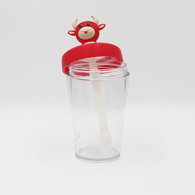 OEM Transparent Reusable Straw Water Bottle 185*89mm Juice Bottle
