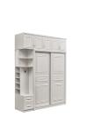 Eco Friendly White Wooden Wardrobe With Sliding Door Washable Height 20cm