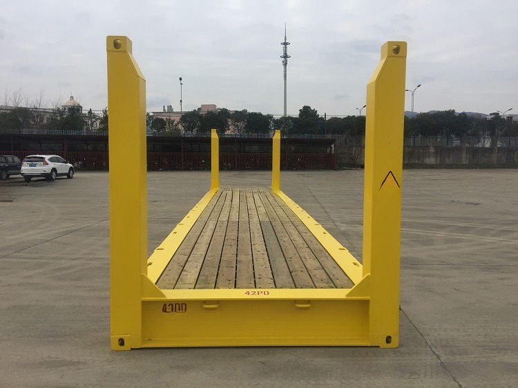 Transportation Equipment 40ft Flat Rack Container with Steel Fixed Corner Post Max Payload 47370KGS ISO Certified
