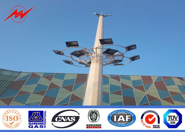 Stadium Lighting 36.6 Meters Galvanized High Mast Light Pole With 600kg Raising