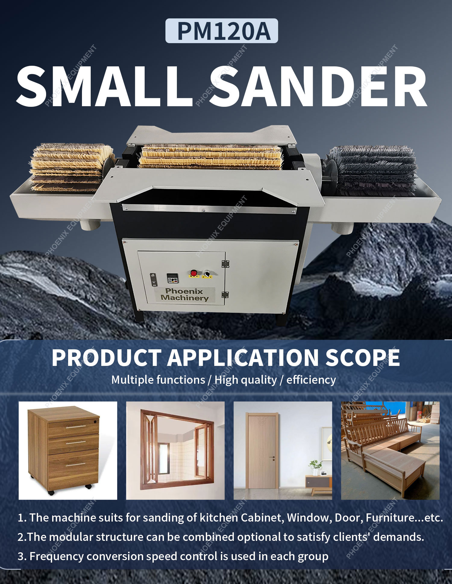 Small Wood Furniture Polishing Machine PM120A with 300mm Polishing Roller Diameter