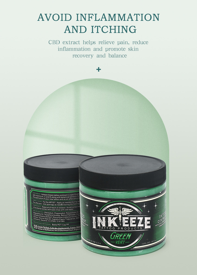 Factory Supply Tattoo Product Inkeeze Green Tattoo Ointment Healing Cream Vitamins A And C