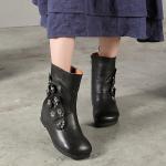 S234 Leather handmade flowers women's boots thickened woolly cotton shoes in