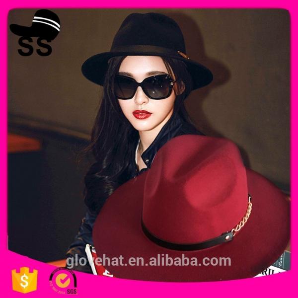 Quality 2017 NEW style YIWU fedora boater 57cm 100% Wool felt cowboy cowgirl womens party summer straw hats for sale