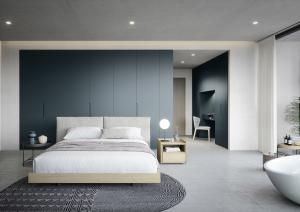 Wholesale PET Customized Wardrobe Closet Blue Green Fitted Walk In Wardrobes With Dressing Table from china suppliers