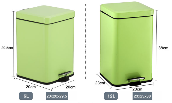 6L 12L Foot Pedal Indoor Trash Can Metal Trash Can With Foot Pedal