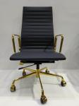 High Back Ribbed Office Chair Depth 65 Cm With Gold Coated Armrest / Base