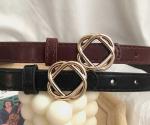 3cm Wide Women's Fashion Leather Belts Twisted Flower Shape Buckle Rose Gold