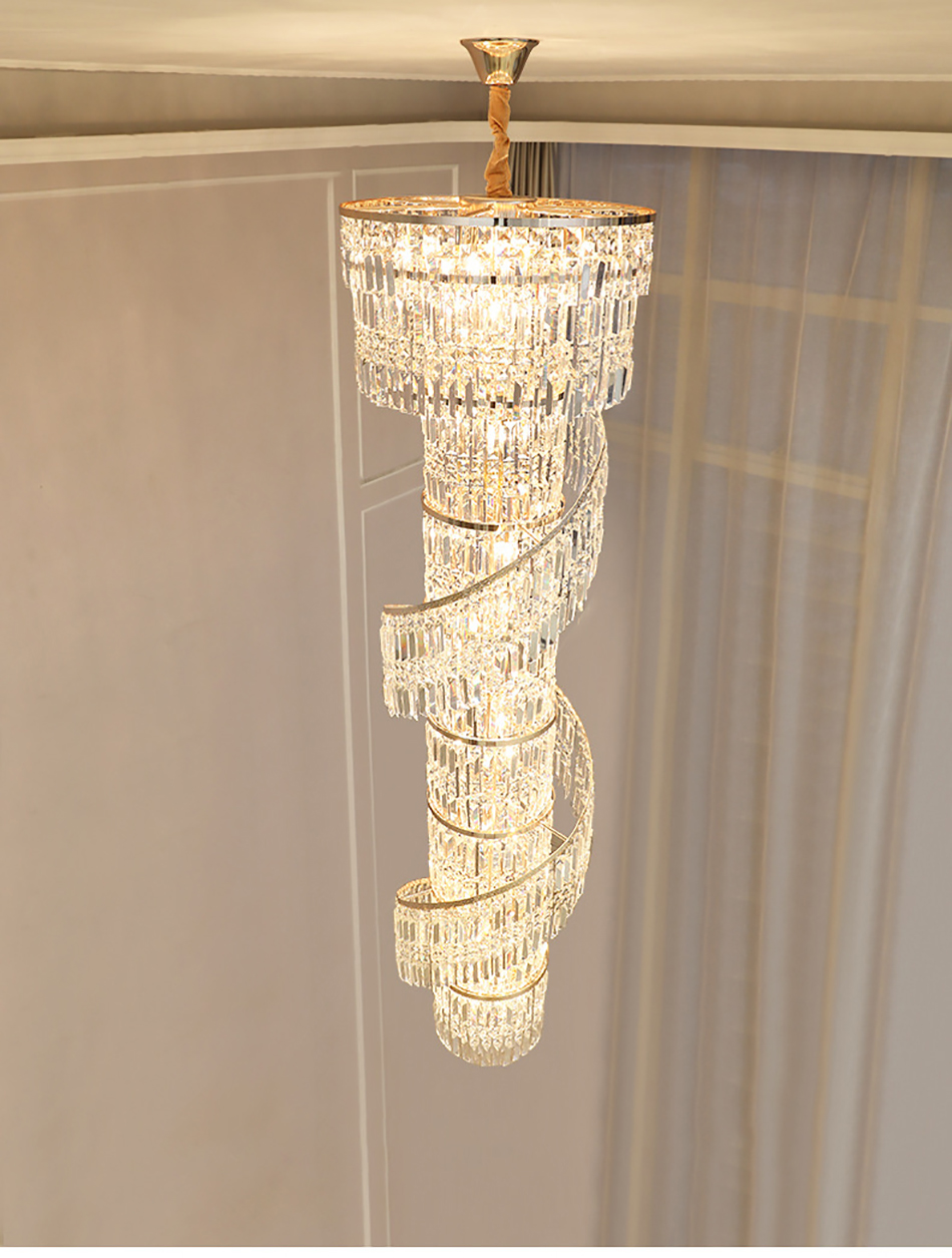 Luxury crystal chandelier duplex building hollow living room lamp large chandelier(WH-NC-91)