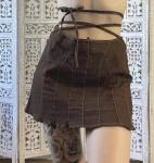 Oem Apparel Manufacturers Women'S Brown Lace Up Denim Culottes Slim Wide Leg