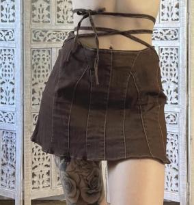 Wholesale Oem Apparel Manufacturers Women'S Brown Lace Up Denim Culottes Slim Wide Leg Shorts from china suppliers