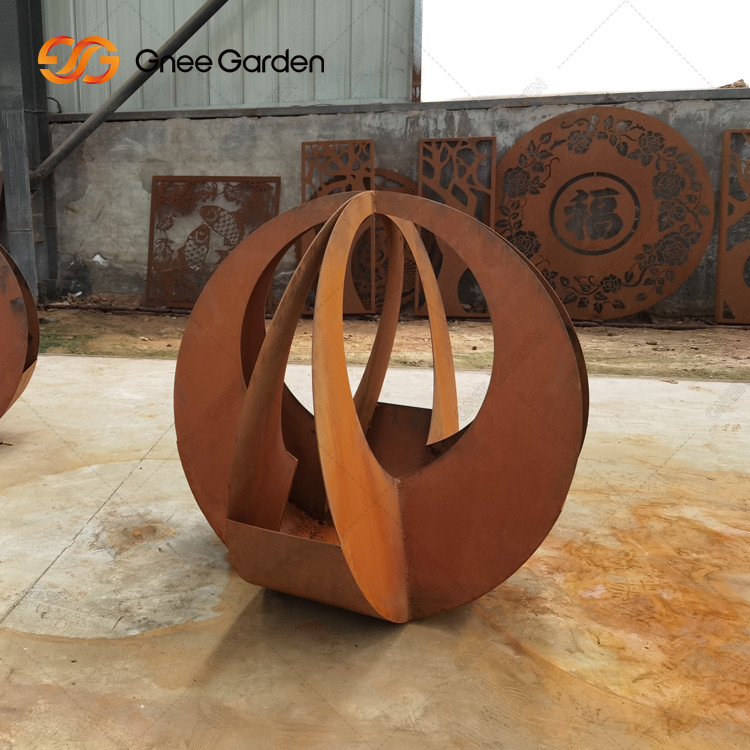 Custom Shape Laser Cut Geometric Garden Corten Steel Flower Pot Stand Planters Corten Steel Irregular Metal Planter