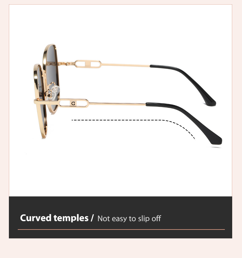 CE Square Ladies Large Sunglasses Metal Frame Flat Top Elastic