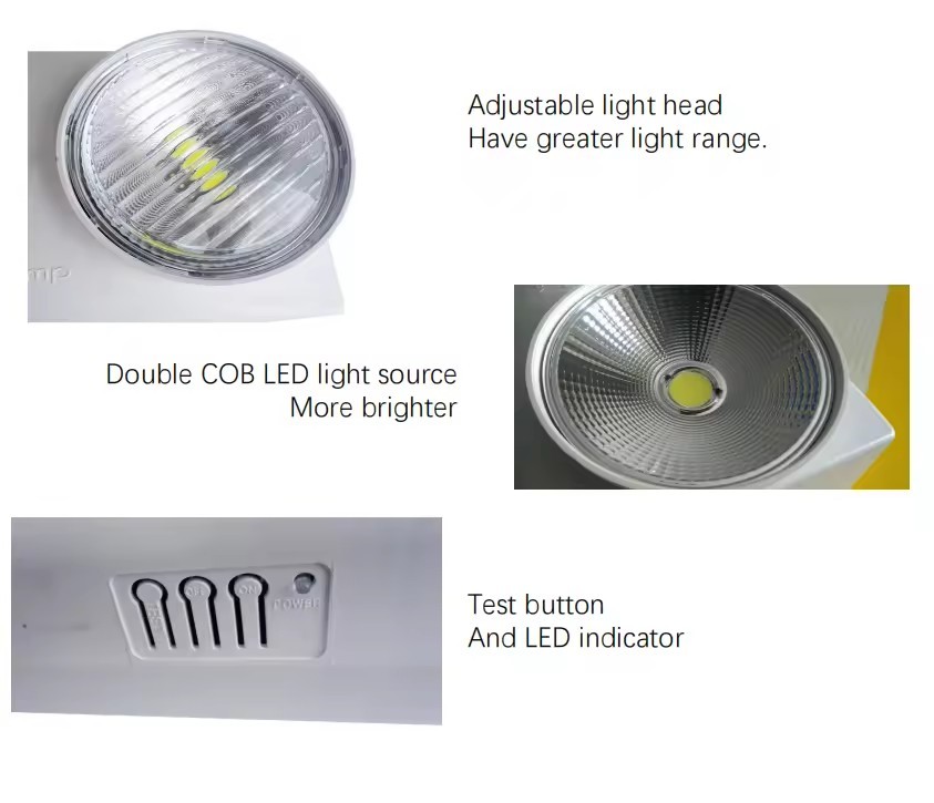 Fire Emergency Lights Rechargeable LED Double-headed Emergency Lights Wholesale Lithium Ion Battery White Li-ion 80 2 X