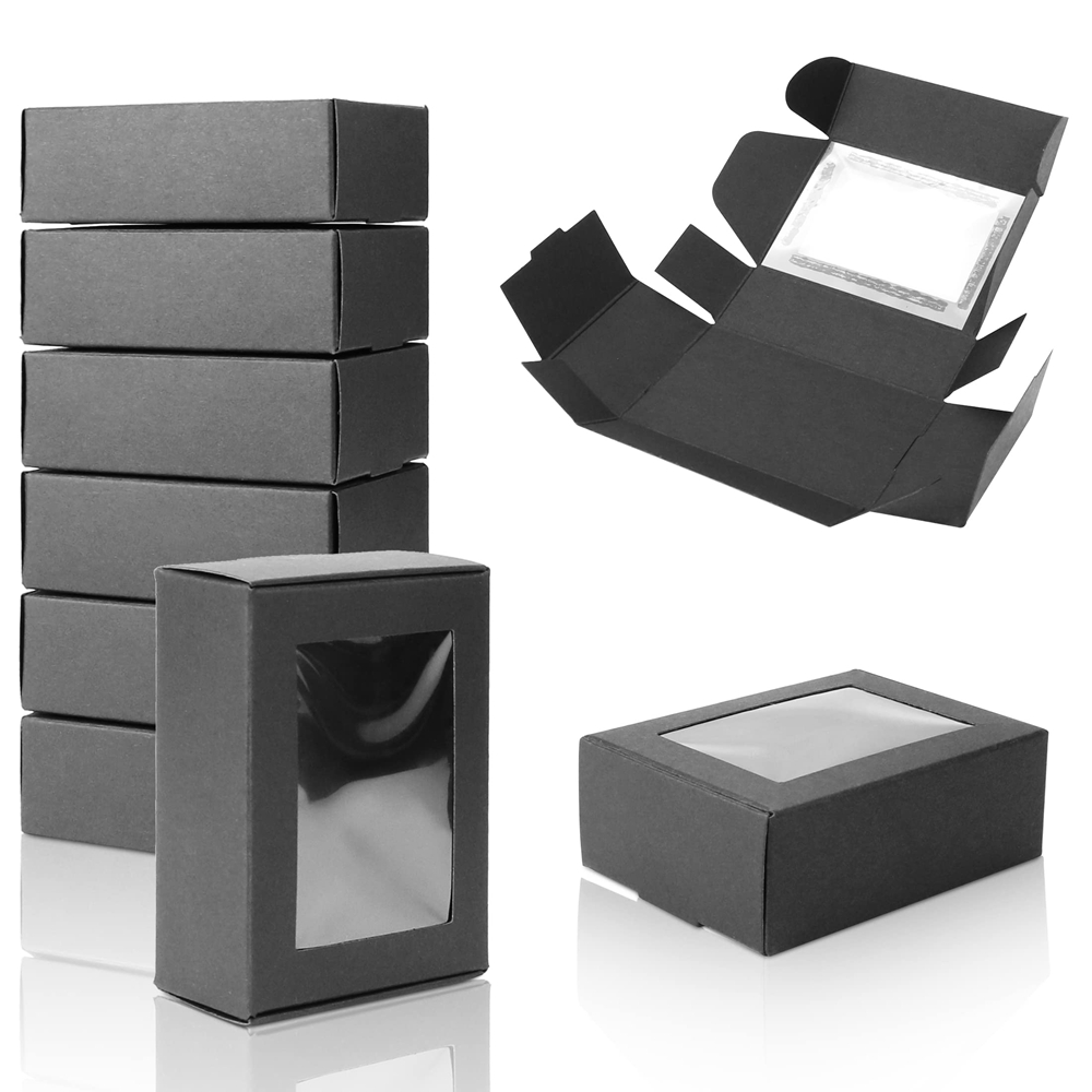 Custom Logo Folding Soap Packaging Box with Clear Window White Kraft Paper Material