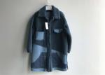 Denim Patch Pocket Sheep Faux Fur Jacket Blue Contrast Long Shearling Blocked