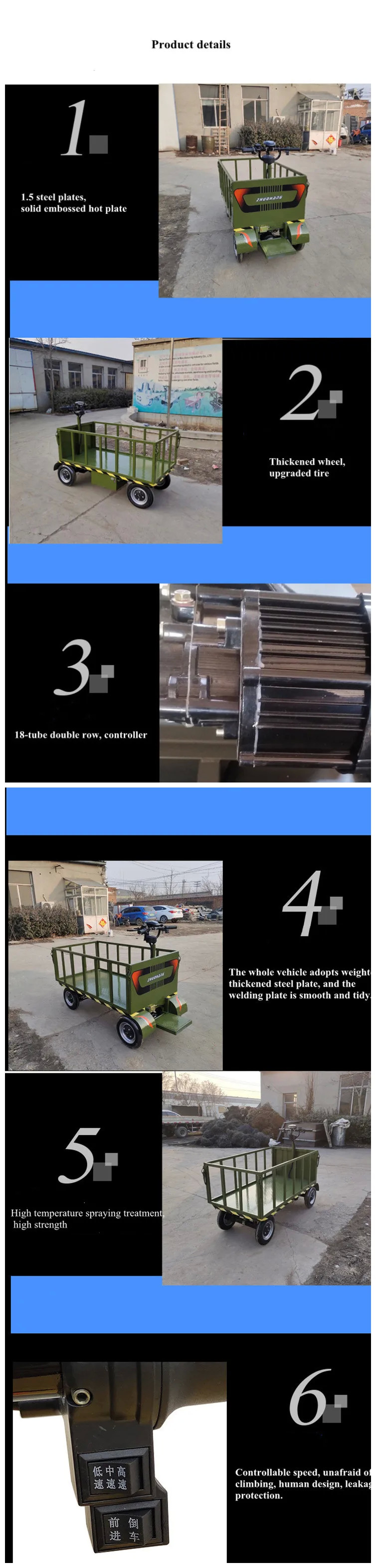 Logistic Warehouse Electric Flatbed Trolley Flat Bed Loading 800kg