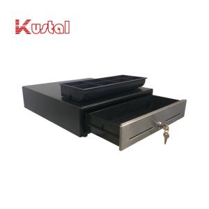 Wholesale 24V RJ11 410mm Black Plastic Insert Stainless Panel Square Economical Cash Drawer from china suppliers