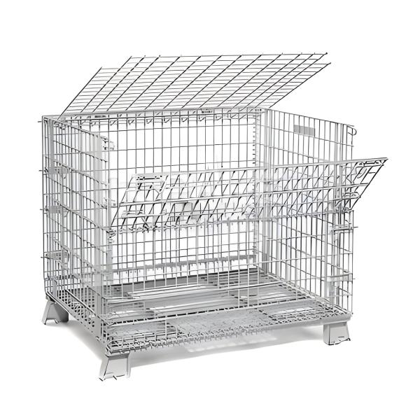 Efficient Heavy-Duty Warehouse Storage Cages for Industrial Logistics - Foldable