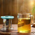 Break Resistant Glass Tea Infuser Cup Lightweight For Hot / Cold Drinks