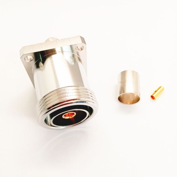 RF Connector 7/16-C-KF-7 DIN 4 Holes Female Flange 24.7*24.7Mount Crimp Type For LMR400 Cable