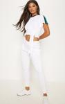 White stripe crop top T shirt ladies
